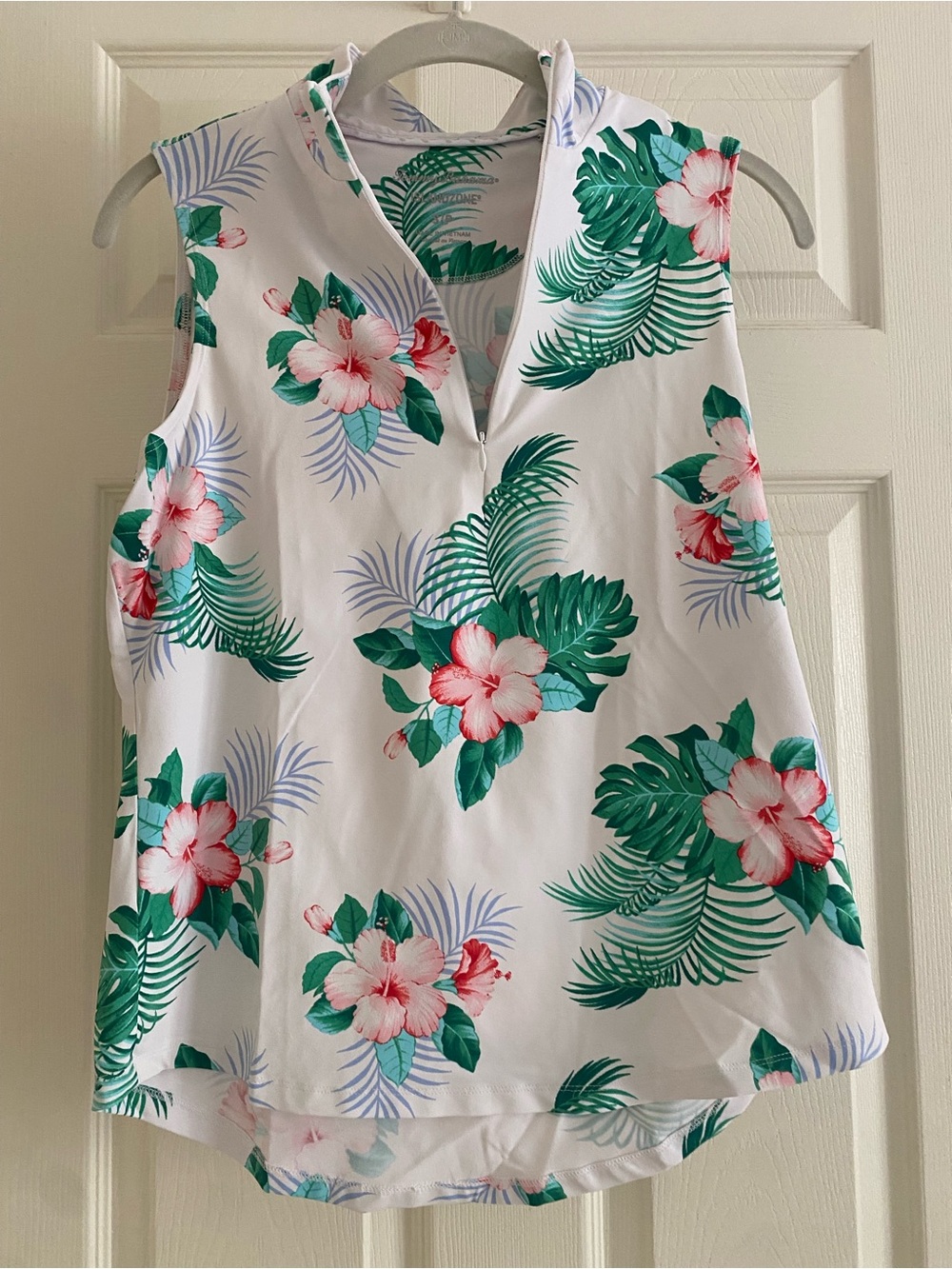 Tommy Bahama White Tropical Floral Sleeveless Polo